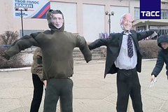 Байдена и Зеленского сожгли на Масленицу